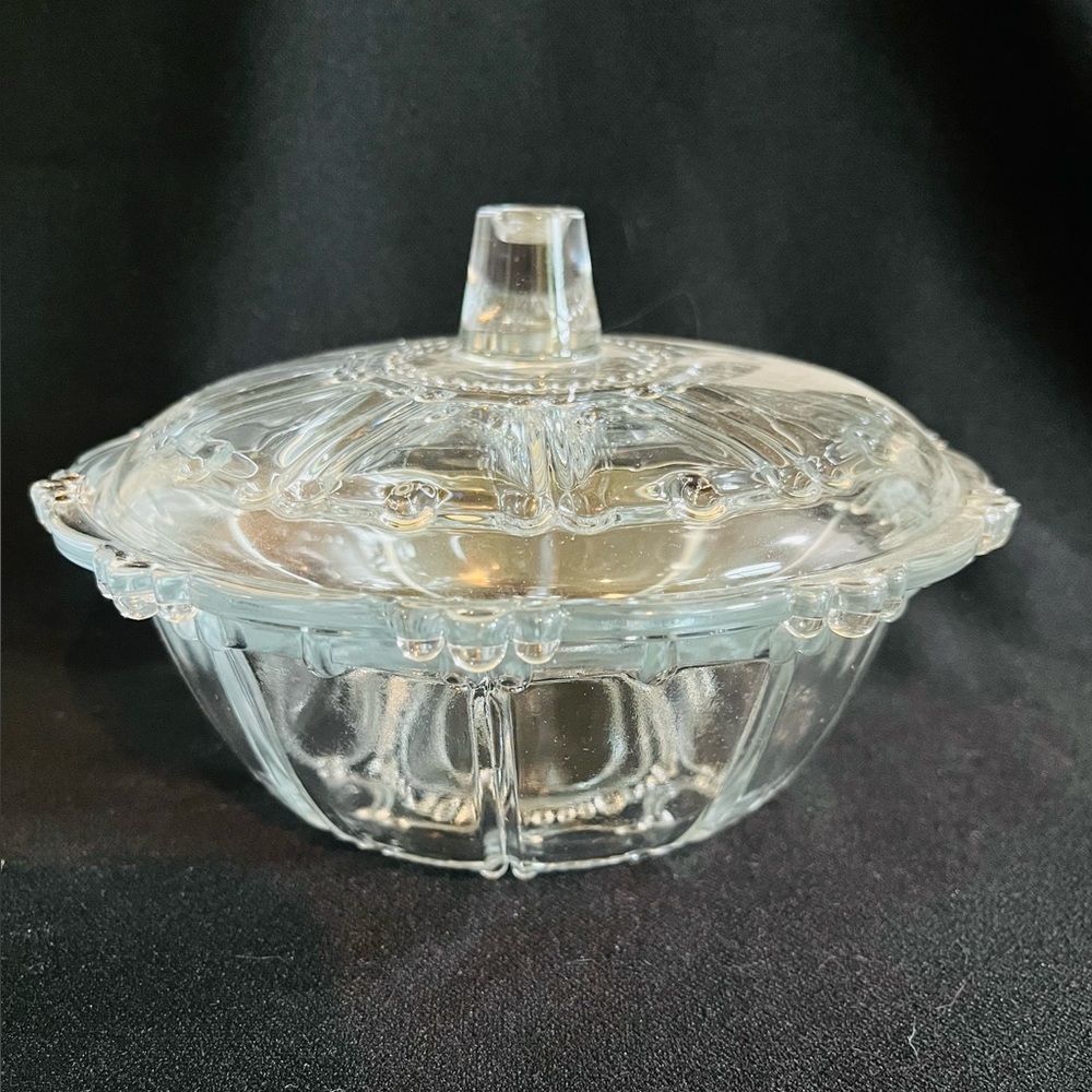 Vintage KIG Indonesian‎ Clear Glass Candy Dish and Lid or trinket holder